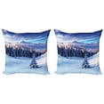 thumbnail image 1 of Ambesonne Winter Throw Pillow Cover 2 Pack, Mountain Peaks Snowy, 20", Blue White, 1 of 2