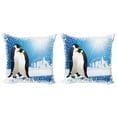 thumbnail image 1 of Ambesonne Winter Throw Pillow Cover 2 Pack, Snowy Frozen Season, 20", Sky Blue White Black, 1 of 2