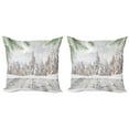 thumbnail image 1 of Ambesonne Winter Throw Pillow Cover 2 Pack, Wooden Surface Image, 24", Green White Beige, 1 of 7