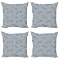 thumbnail image 1 of Ambesonne Winter Throw Pillow Cover 4 Pack, Bird with Xmas Hat Snow, 16", Pale Grey Multicolor, 1 of 2