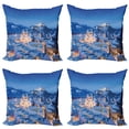 thumbnail image 1 of Ambesonne Winter Throw Pillow Cover 4 Pack, Historic City Salzburg, 16", Blue Peach, 1 of 5