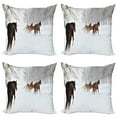 thumbnail image 1 of Ambesonne Winter Throw Pillow Cover 4 Pack, Horses in Snowy Forest, 16", Brown White, 1 of 6