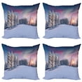 thumbnail image 1 of Ambesonne Winter Throw Pillow Cover 4 Pack, Idyllic Serene Panorama, 18", Multicolor, 1 of 7