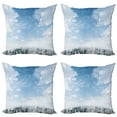 thumbnail image 1 of Ambesonne Winter Throw Pillow Cover 4 Pack, Snow Falling New York, 18", Blue Grey White, 1 of 6
