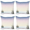thumbnail image 1 of Ambesonne Winter Throw Pillow Cover 4 Pack, Snowfall and Pine Trees, 18", Multicolor, 1 of 7