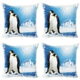 thumbnail image 1 of Ambesonne Winter Throw Pillow Cover 4 Pack, Snowy Frozen Season, 16", Sky Blue White Black, 1 of 6
