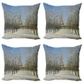 thumbnail image 1 of Ambesonne Winter Throw Pillow Cover 4 Pack, Snowy Paris City View, 20", White Blue Grey, 1 of 6