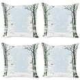 thumbnail image 1 of Ambesonne Winter Throw Pillow Cover 4 Pack, Trees Bullfinch Birds, 16", Black Pale Grey White, 1 of 5