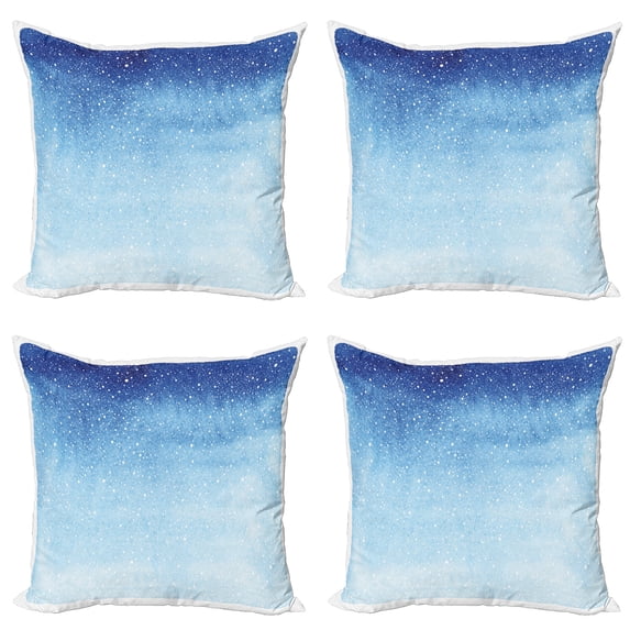 Ambesonne Winter Throw Pillow Cover 4 Pack, Watercolor Shades Xmas, 20", Blue White
