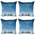 thumbnail image 1 of Ambesonne Winter Throw Pillow Cover 4 Pack, Xmas Blue Forest Trees, 16", Blue White, 1 of 6