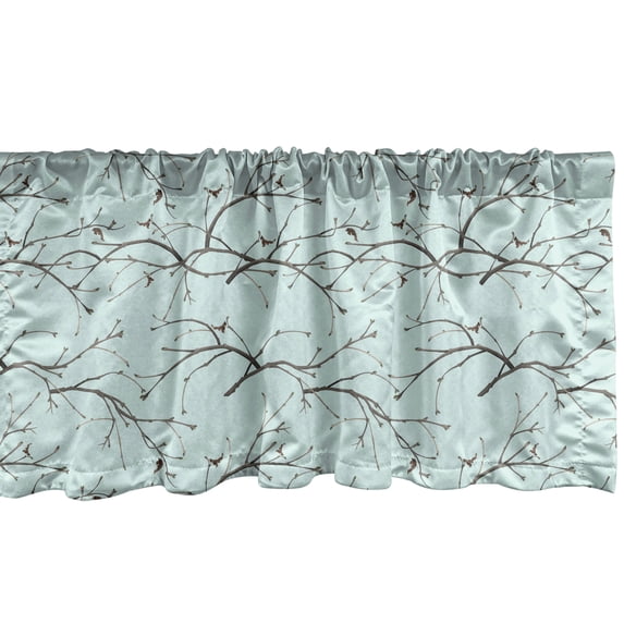 Ambesonne Winter Valance Pack of 2, Soft Leafless Tree Branches, 42"X12", Pale Turquoise Grey