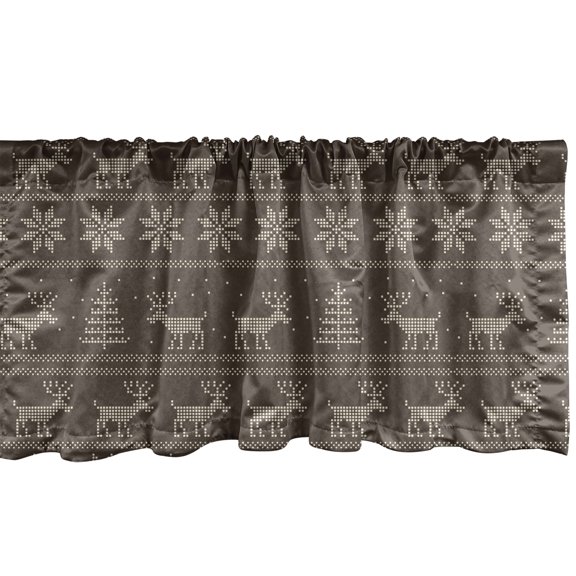 Ambesonne Winter Window Valance, Retro Nordic Deer Artwork, 42" x 12", Taupe Grey and Eggshell
