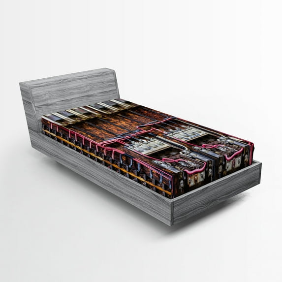 Ambesonne Wire Fitted Sheet, Rusted Electrical Panel, Twin Size, Multicolor