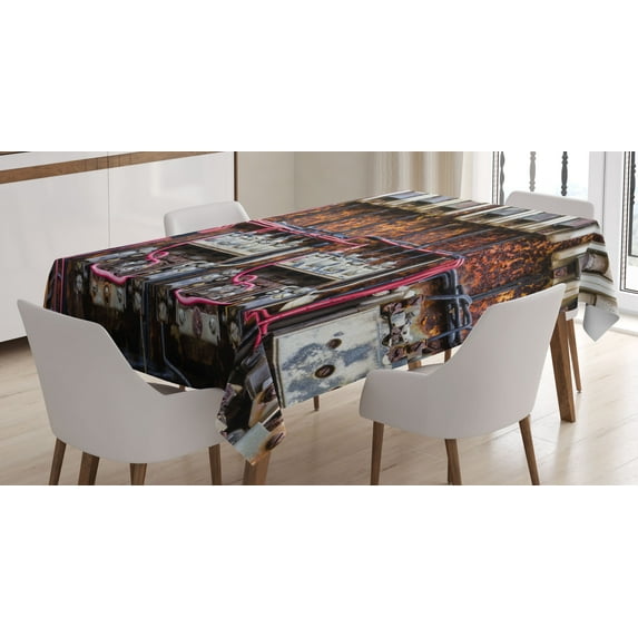 Ambesonne Wire Tablecloth Rectangular Table Cover, Rusted Electrical Panel, 60"x90", Multicolor