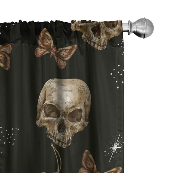 Ambesonne Witchcore Art Curtains, Medieval Goth Artwork, Pair of 28"x95", Charcoal Grey Beige