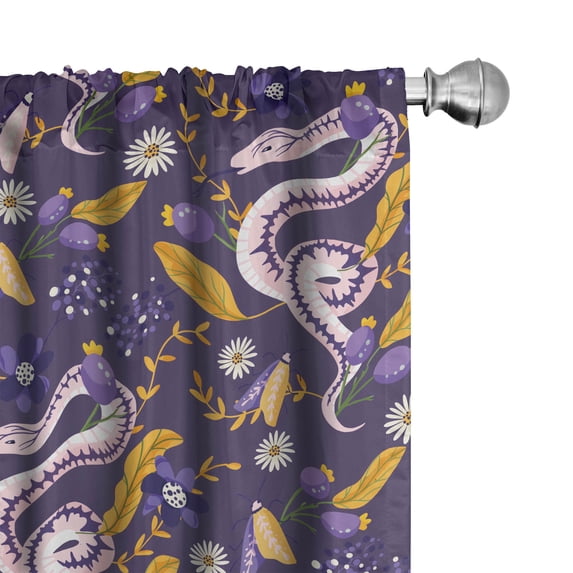 Ambesonne Witchcore Print Curtains, Mystical Abstract, Pair of 28"x84", Lilac Mustard Quartz