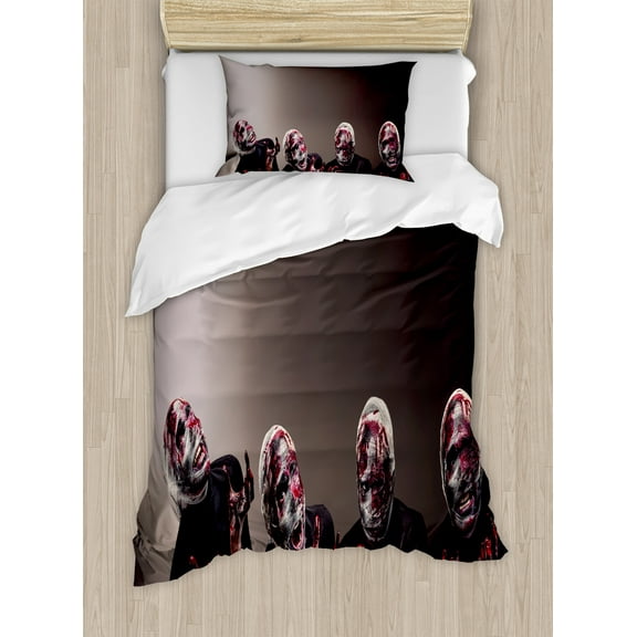 Ambesonne Wizard Duvet Cover Sets, Screaming Scary Zombies, 2-Twin, Black