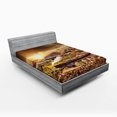 thumbnail image 1 of Ambesonne Wizard Fitted Sheet, Famous Train Station, Queen Size, Brown, 1 of 2