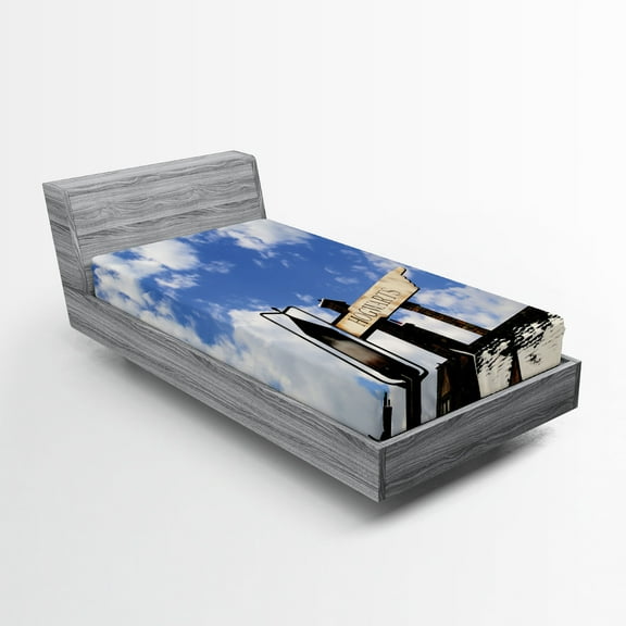 Ambesonne Wizard Fitted Sheet, Witchcraft, Twin Size, Blue White