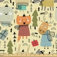 thumbnail image 1 of Ambesonne Wolf Fabric by the Yard Upholstery, Funny Animals Trees Christmas, 10 Yards, Pale Orange Dark Khaki, 1 of 5