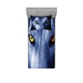thumbnail image 1 of Ambesonne Wolf Fitted Sheet & Pillow Sham Set, Howling Under Full Moon, Twinxl, Blue Pale Blue, 1 of 2