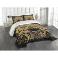 thumbnail image 1 of Ambesonne Wolf Quilted Bedspread Set 3 Pcs, Card Style Angry Animal, Queen Size, Black Pale Caramel, 1 of 5