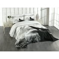 thumbnail image 1 of Ambesonne Wolf Quilted Bedspread Set 3 Pcs, Howling Under Full Moon, King Size, Black Grey and White, 1 of 5