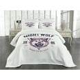 thumbnail image 1 of Ambesonne Wolf Quilted Bedspread Set 3 Pcs, Roaring and Angry Animal, King Size, Dried Rose Eggplant, 1 of 5