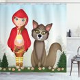 thumbnail image 1 of Ambesonne Wolf Shower Curtain, Red Riding Hood in Forest Art, 69"Wx84"L, Dark Coral and Warm Taupe, 1 of 4