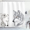 thumbnail image 1 of Ambesonne Wolf Shower Curtain, Sketchy Portraits Wildlife, 69"Wx75"L, Beige Grey Orange, 1 of 5