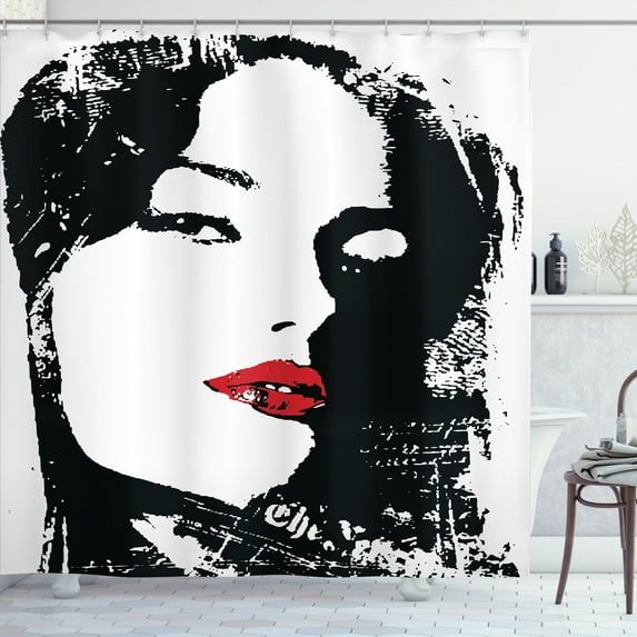 Ambesonne Woman Shower Curtain, Woman Cool, 69"Wx75"L, Black Vermilion