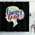 thumbnail image 1 of Ambesonne Women Art Shower Curtain, Messy Hair Bun Woman Art, 69"Wx75"L, Dark Grey Soft Blue and Lilac, 1 of 4