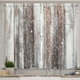 thumbnail image 1 of Ambesonne Wood Frame Kitchen Curtains, Snowy Retro Planks Art, 55"x30", Mauve Taupe White and Grey, 1 of 3