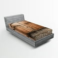 thumbnail image 1 of Ambesonne Wooden Fitted Sheet, Tuscany Stone House, Twin XL Size, Brown Grey, 1 of 2