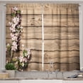 thumbnail image 1 of Ambesonne Wooden Kitchen Curtains, Blooming Orchard Spring, 55"x45", Pink Brown Green, 1 of 3