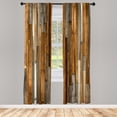 thumbnail image 1 of Ambesonne Wooden Print Curtains, Brownish Rustic Art, Pair of 28"x95", Dark Khaki, 1 of 2
