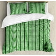 thumbnail image 1 of Ambesonne Wooden Print Duvet Cover Set, Cracked Timber Surface, 2-Calking, Peacock Green Pale Green, 1 of 7