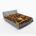 thumbnail image 1 of Ambesonne Wooden Print Fitted Sheet, Brown Abstract Circles, Full Size, Brown, 1 of 3