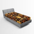 thumbnail image 1 of Ambesonne Wooden Print Fitted Sheet, Brown Abstract Circles, Twin XL Size, Brown, 1 of 3