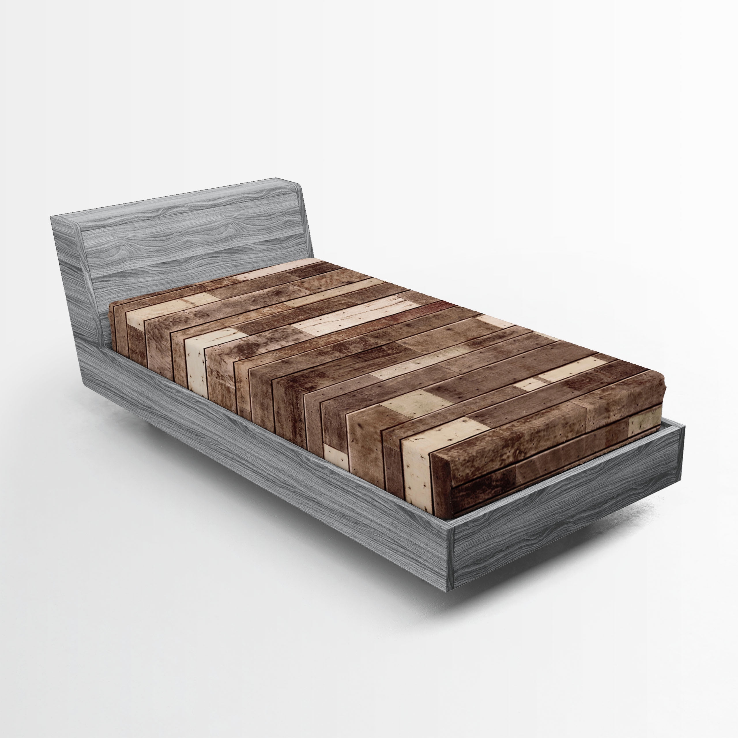 Brown Microfiber Twin XL Fitted Sheet with Wooden Print