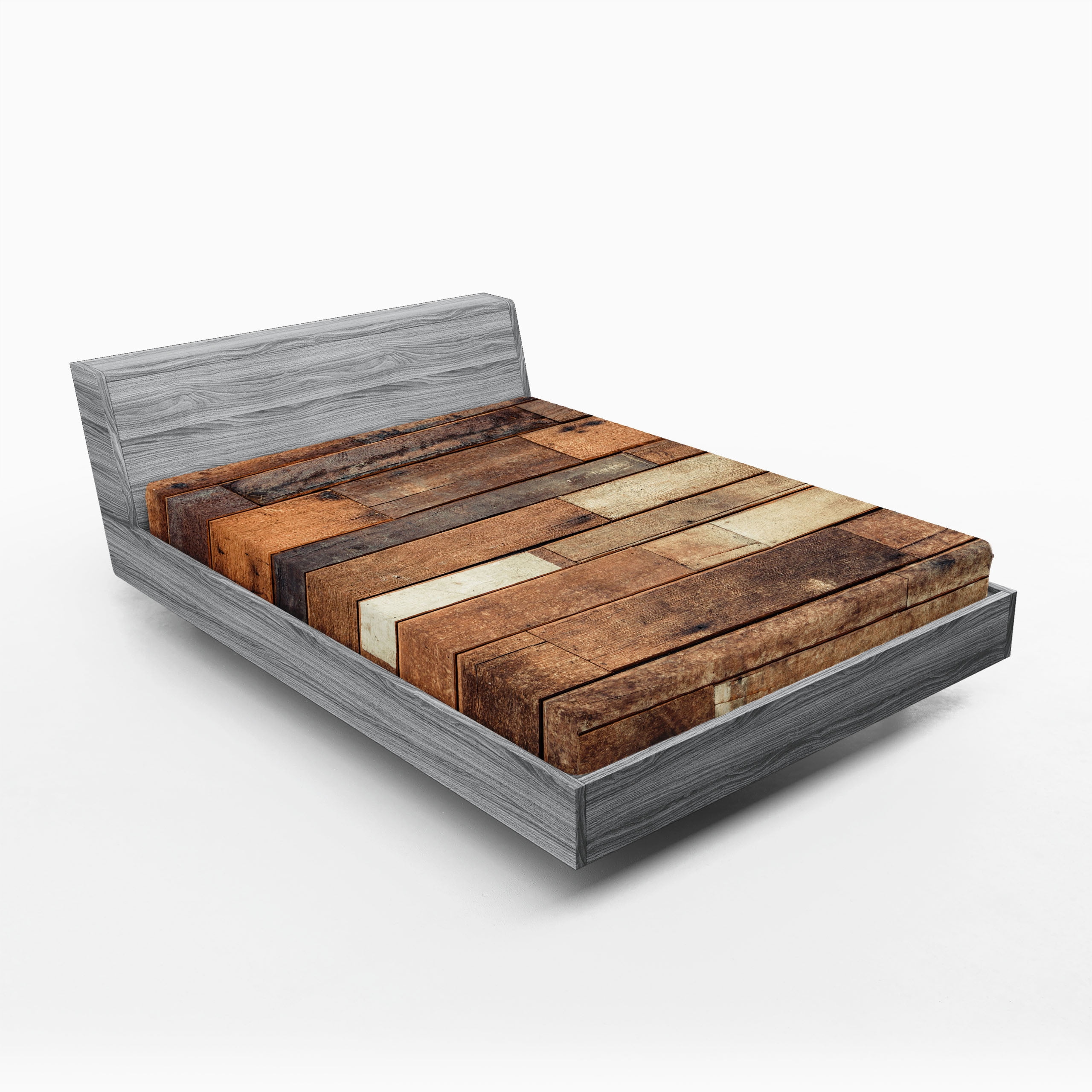 Queen Brown Rustic Print Microfiber Fitted Sheet