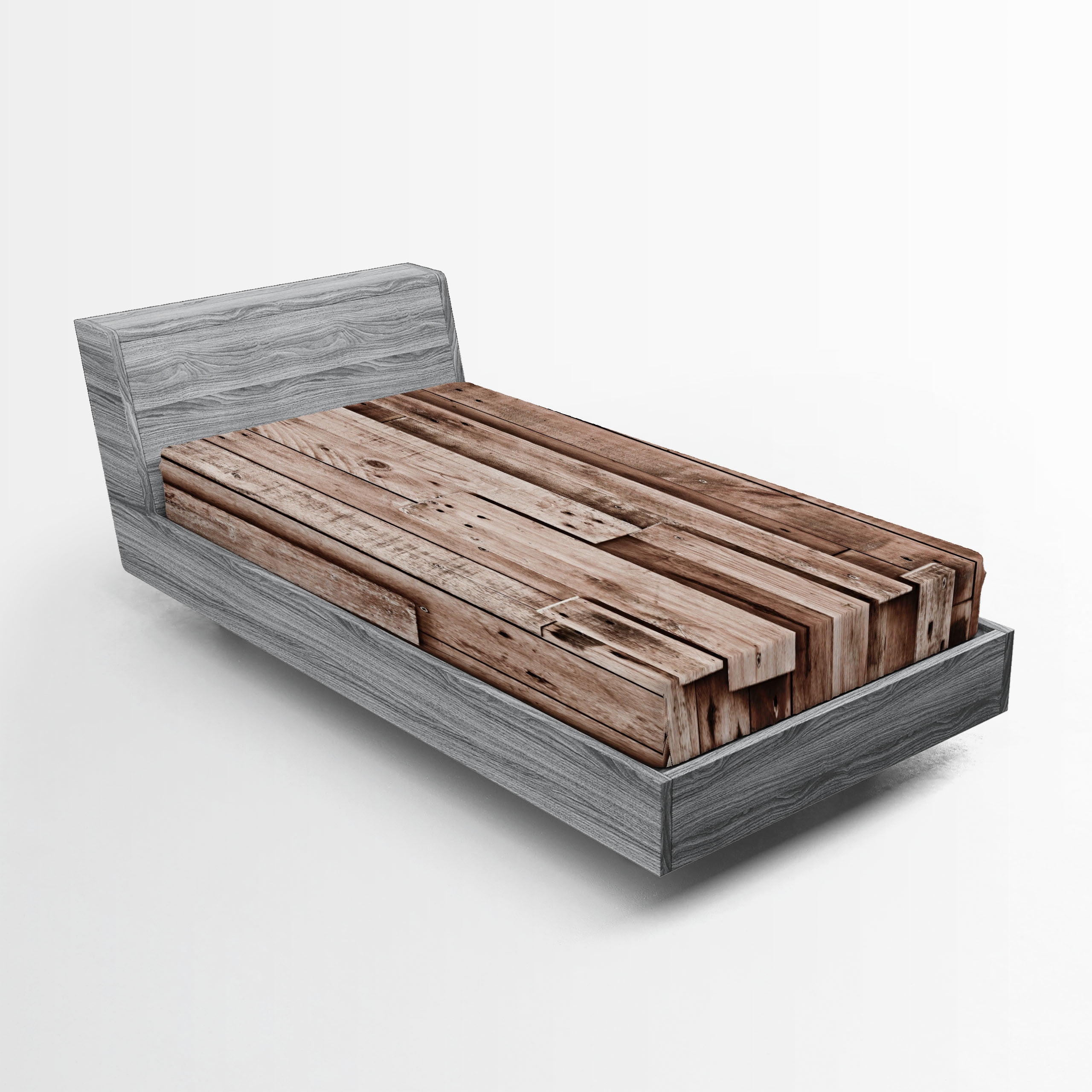 Twin Gray Microfiber Wooden Print Fitted Sheet