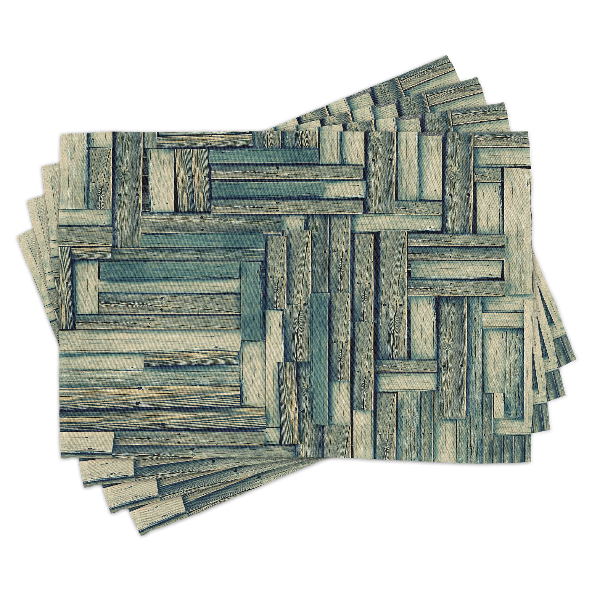 Ambesonne Wooden Print Place Mats Set of 4, Old Vintage Classic ...