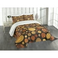 thumbnail image 1 of Ambesonne Wooden Print Quilted Bedspread Set 3 Pcs, Brown Abstract Circles, King Size, Brown, 1 of 5