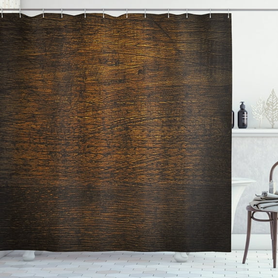 Ambesonne Wooden Print Shower Curtain, Antique Timber Vintage, 69"Wx84"L, Chestnut and Brown