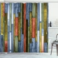 thumbnail image 1 of Ambesonne Wooden Print Shower Curtain, Grunge Rustic Print, 69"Wx84"L, Slate Blue, 1 of 4