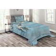 thumbnail image 1 of Ambesonne Wooden Quilted Bedspread Set 2 Pcs, Spring Flowers Branches, Twin Size, White Pale Blue, 1 of 3