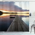 thumbnail image 1 of Ambesonne Wooden Shower Curtain, Rustic Pier Sunset Lake, 69"Wx70"L, Multicolor, 1 of 3