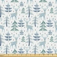 thumbnail image 1 of Ambesonne Woodland Fabric by the Yard Upholstery, Folk Style Winter Deer, 10 Yards, Purpleblue Cadet Blue, 1 of 1