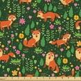 thumbnail image 1 of Ambesonne Woodland Fabric by the Yard Upholstery, Forest Animals and Herbs, 2 Yards, Emerald and Multicolor, 1 of 5